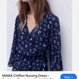 Navy blue chiffon dress, button front